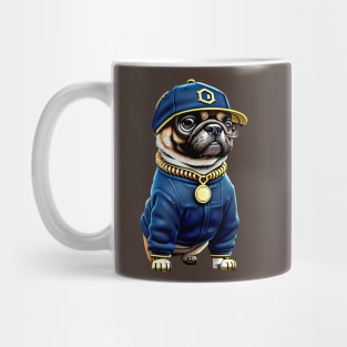 Cool Pug in Denim and Bling - Adorable Pug Wearing Hip Hop Style Clothing Mug